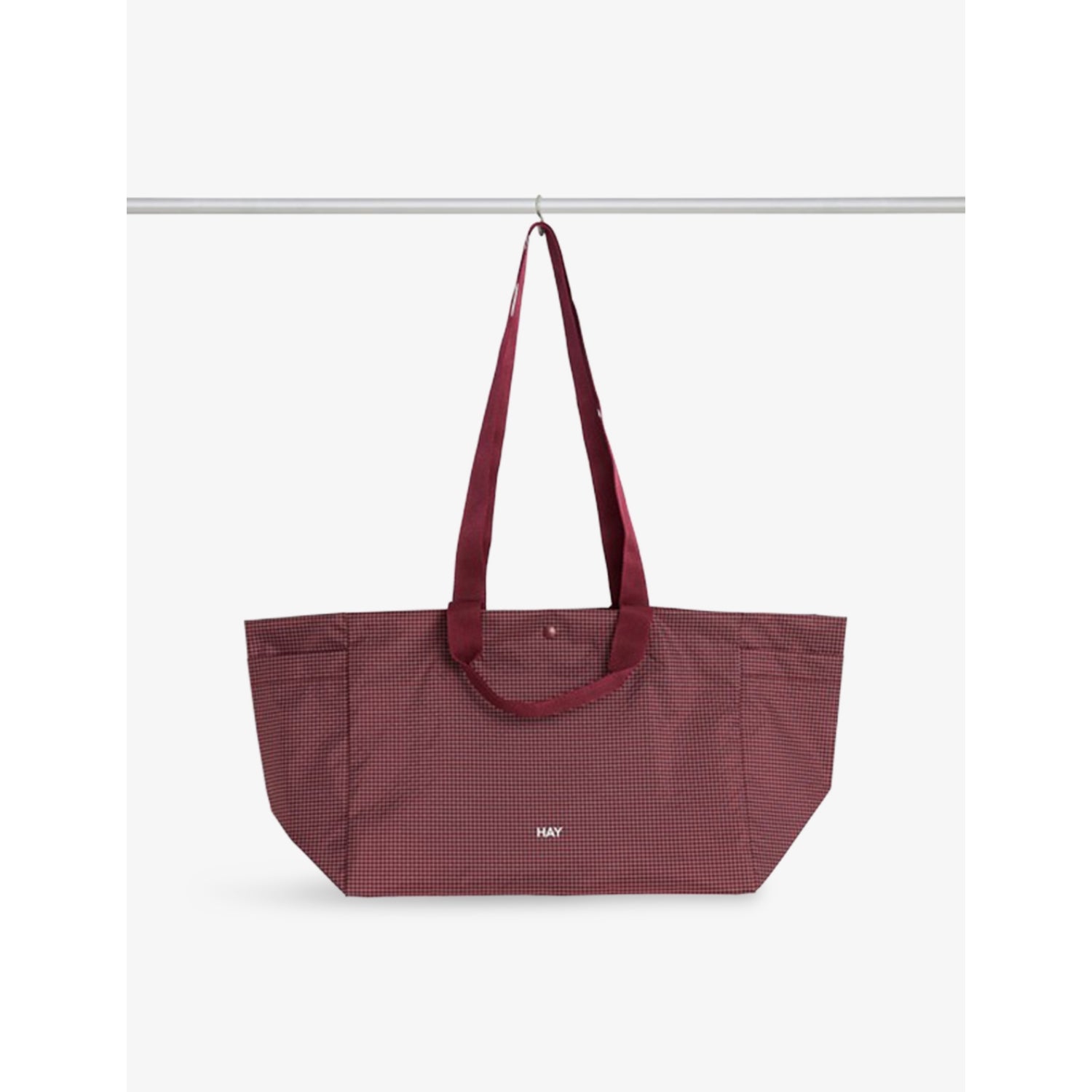 Grid Everyday Mini Woven Tote Bag - BURGUNDY