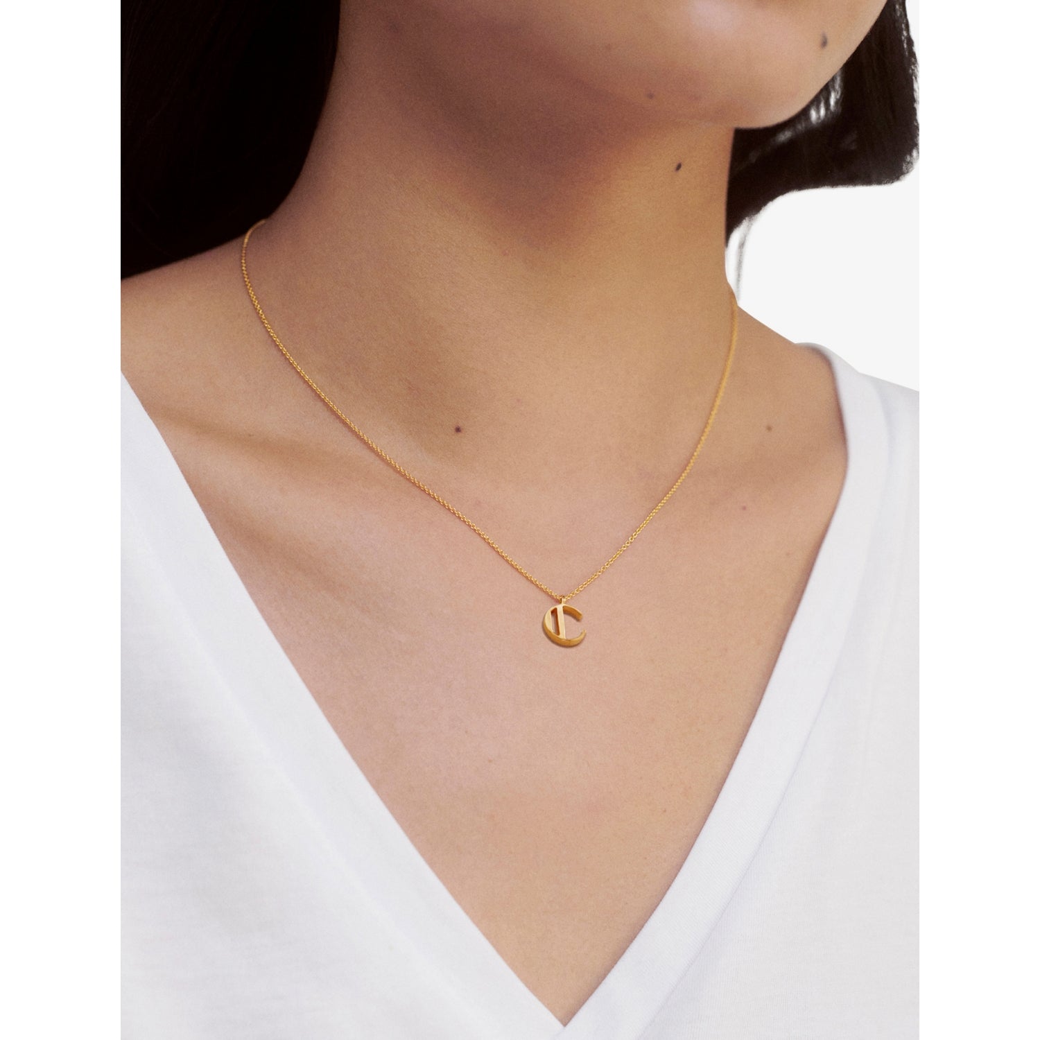 Monica Vinader Initial C gold vermeil necklace (British brand)