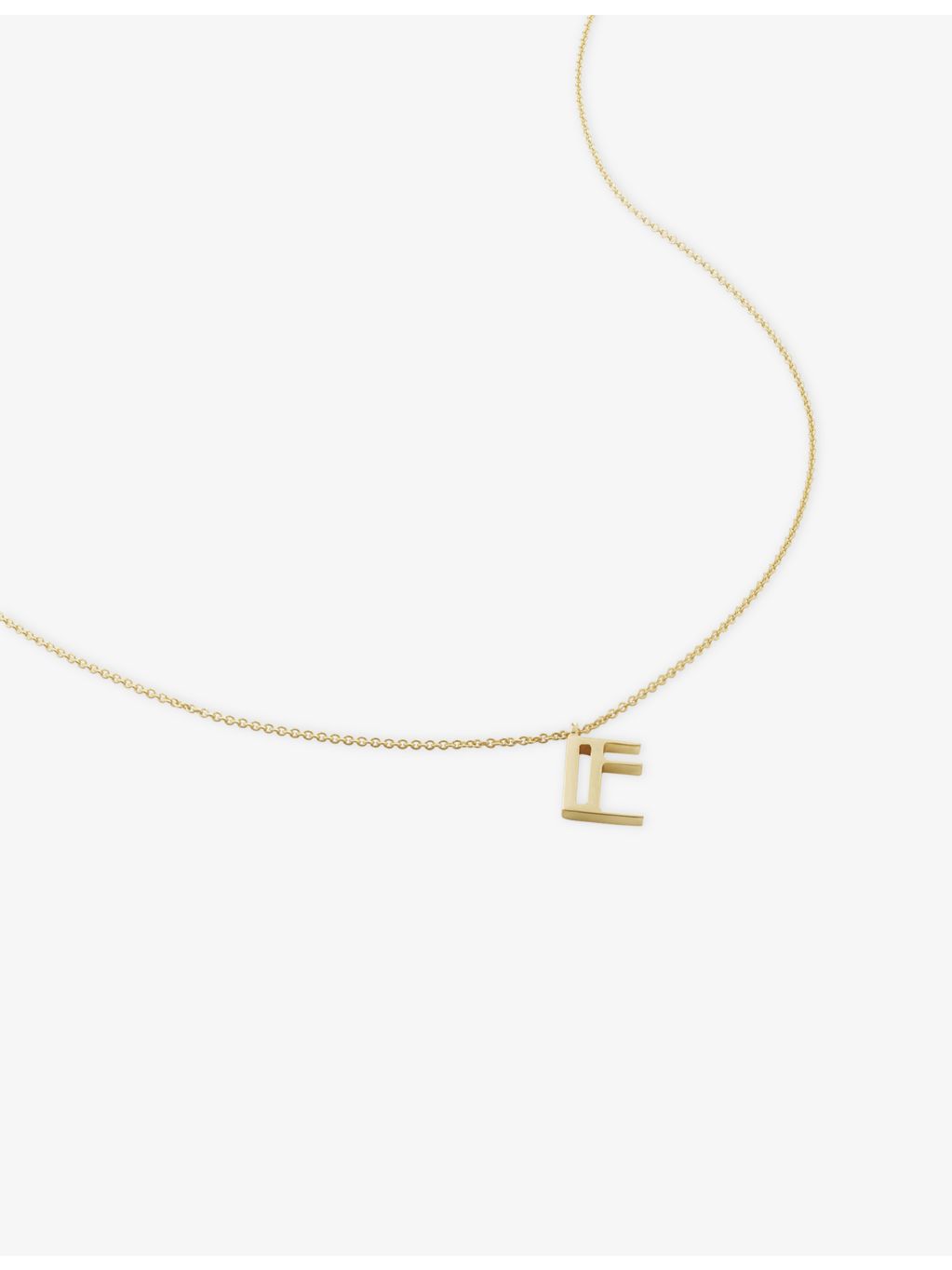 Monica Vinader initial E necklace in 18ct gold vermeil (British brand)