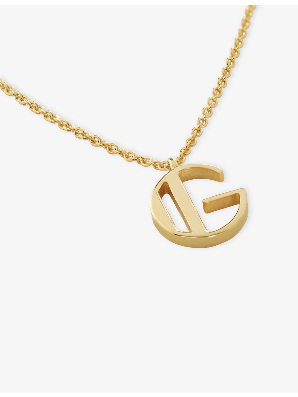 Monica Vinader initial G pendant necklace 18ct gold vermeil, UK version