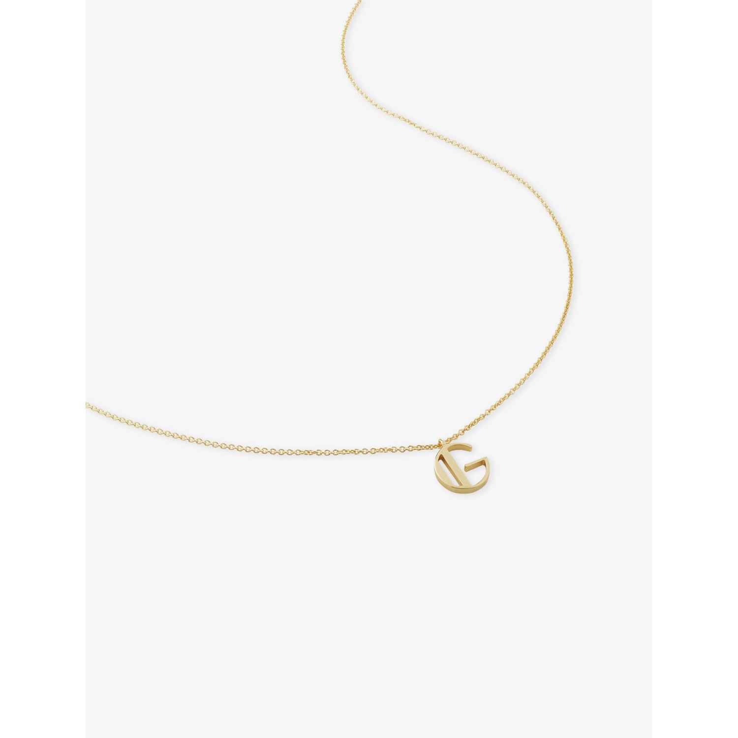 Monica Vinader initial G pendant necklace 18ct gold vermeil, UK version