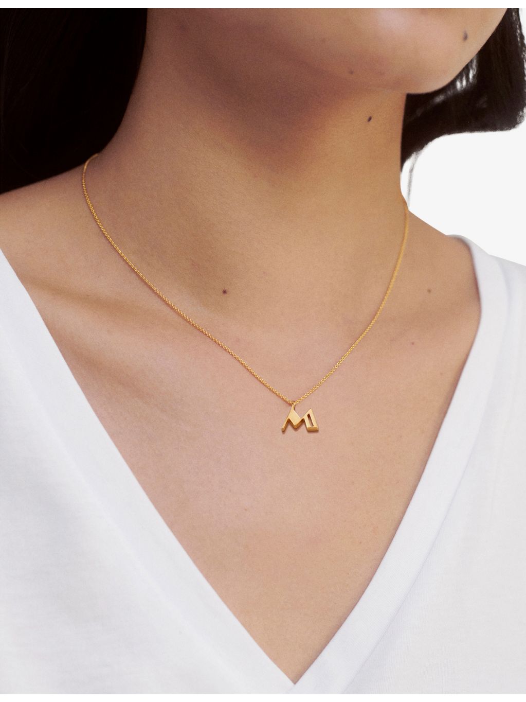 Monica Vinader gold vermeil initial M necklace, adjustable 41-46cm - British product