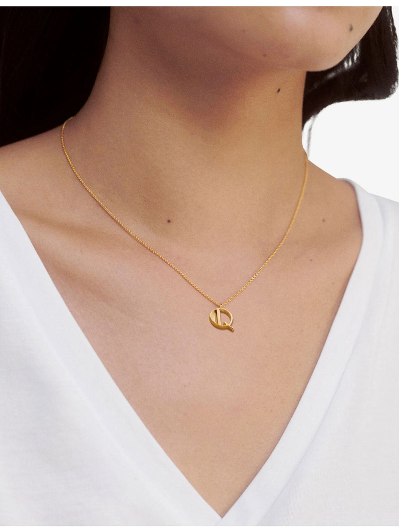 Monica Vinader initial Q necklace in 18ct gold vermeil - British product