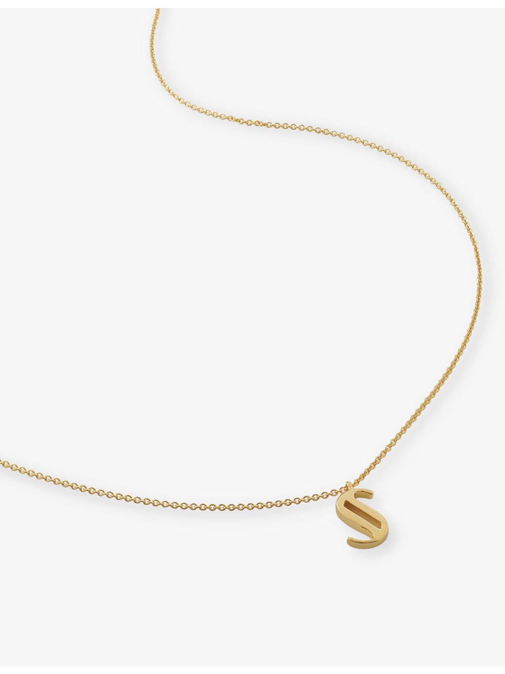 Monica Vinader Initial S gold vermeil necklace, imported from the UK