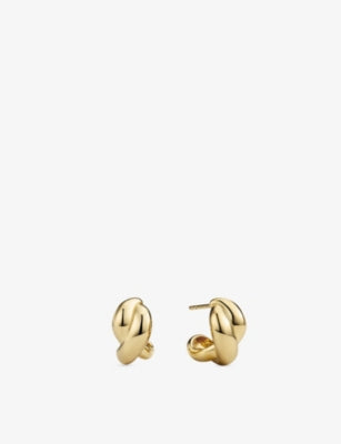 Mejuri brioche 18ct gold vermeil hoop earrings 16.3mm, imported from the UK