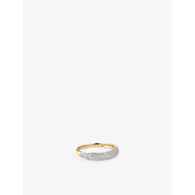 selfridges Mejuri Thin Dôme 14ct Yellow Gold and 0.43ct Pavé Diamond Ring- Buy online at McGrocer