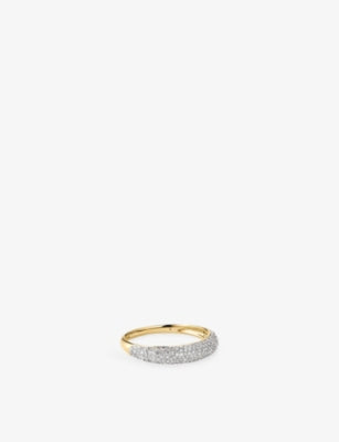 Mejuri Thin Dôme 14ct Yellow Gold and 0.43ct Pavé Diamond Ring
