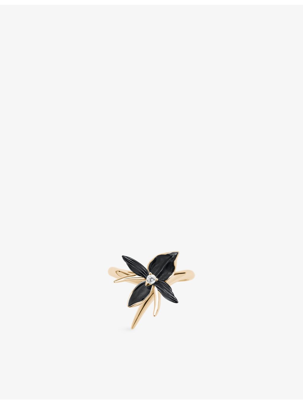 Shaun Leane Black Orchid ring with 0.05ct diamond, imported from the UK