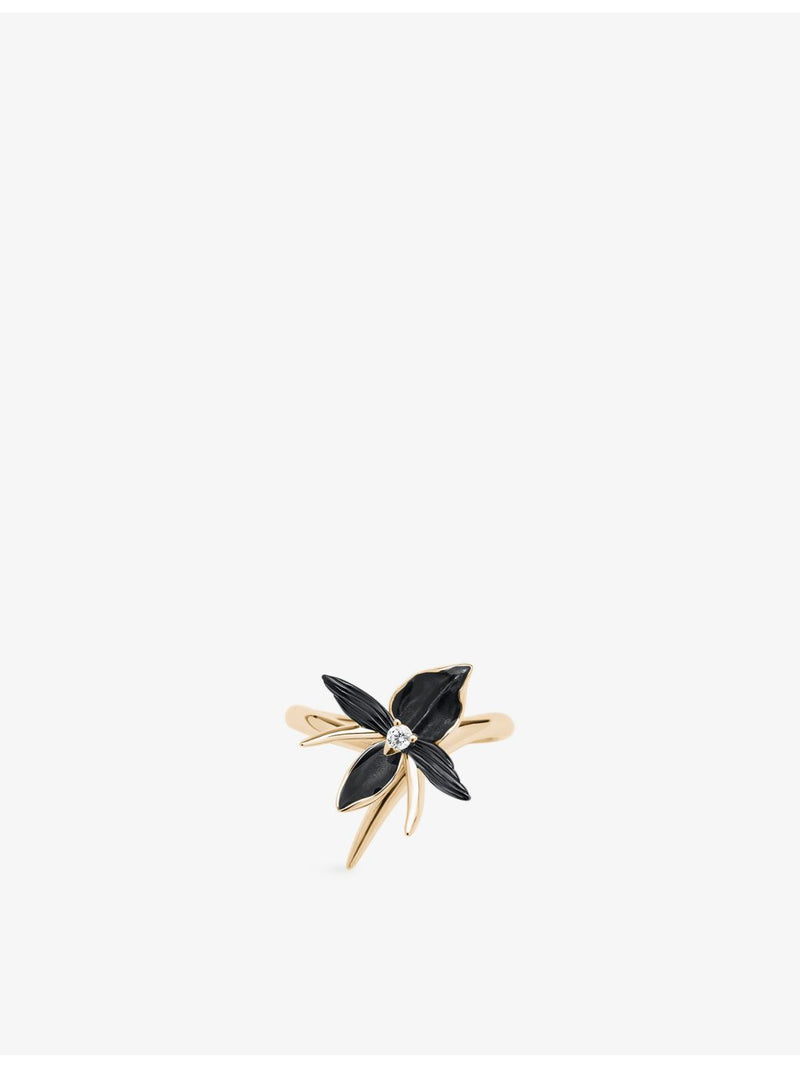 Shaun Leane Black Orchid ring with 0.05ct diamond, imported from the UK