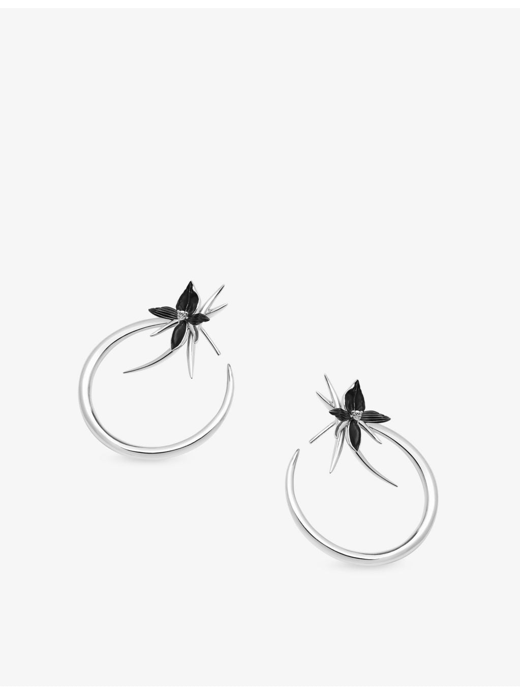 Shaun Leane black orchid flower diamond hoop earrings 8.45mm, UK version