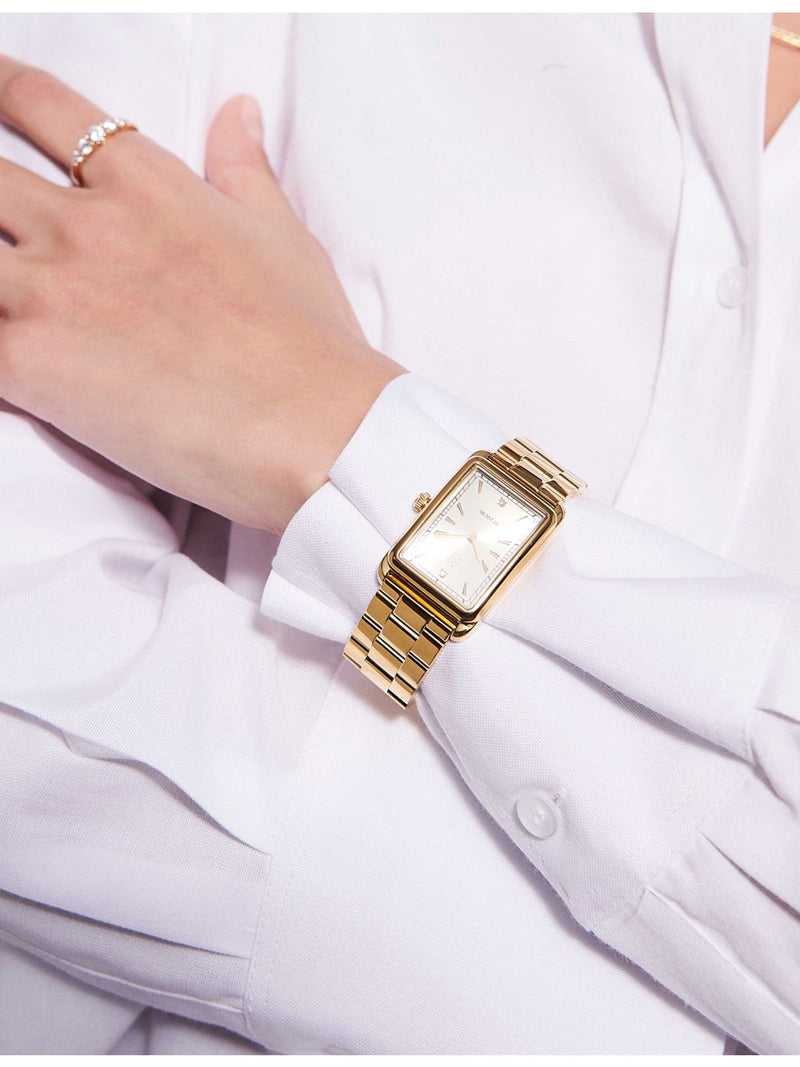 Sif Jakobs watch gold-plated automatic white zirconia 24mm, imported from the UK