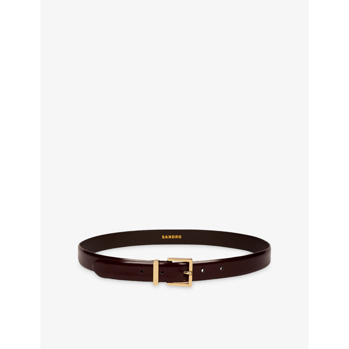 Smooth Buckle-Embellished Leather Belt - BORDEAUX - 22