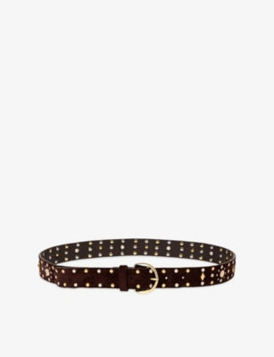 Sandro Stud-Embellished Suede Belt