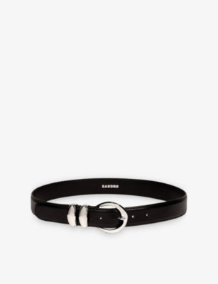 Sandro Smooth Buckle-Embellished Leather Belt