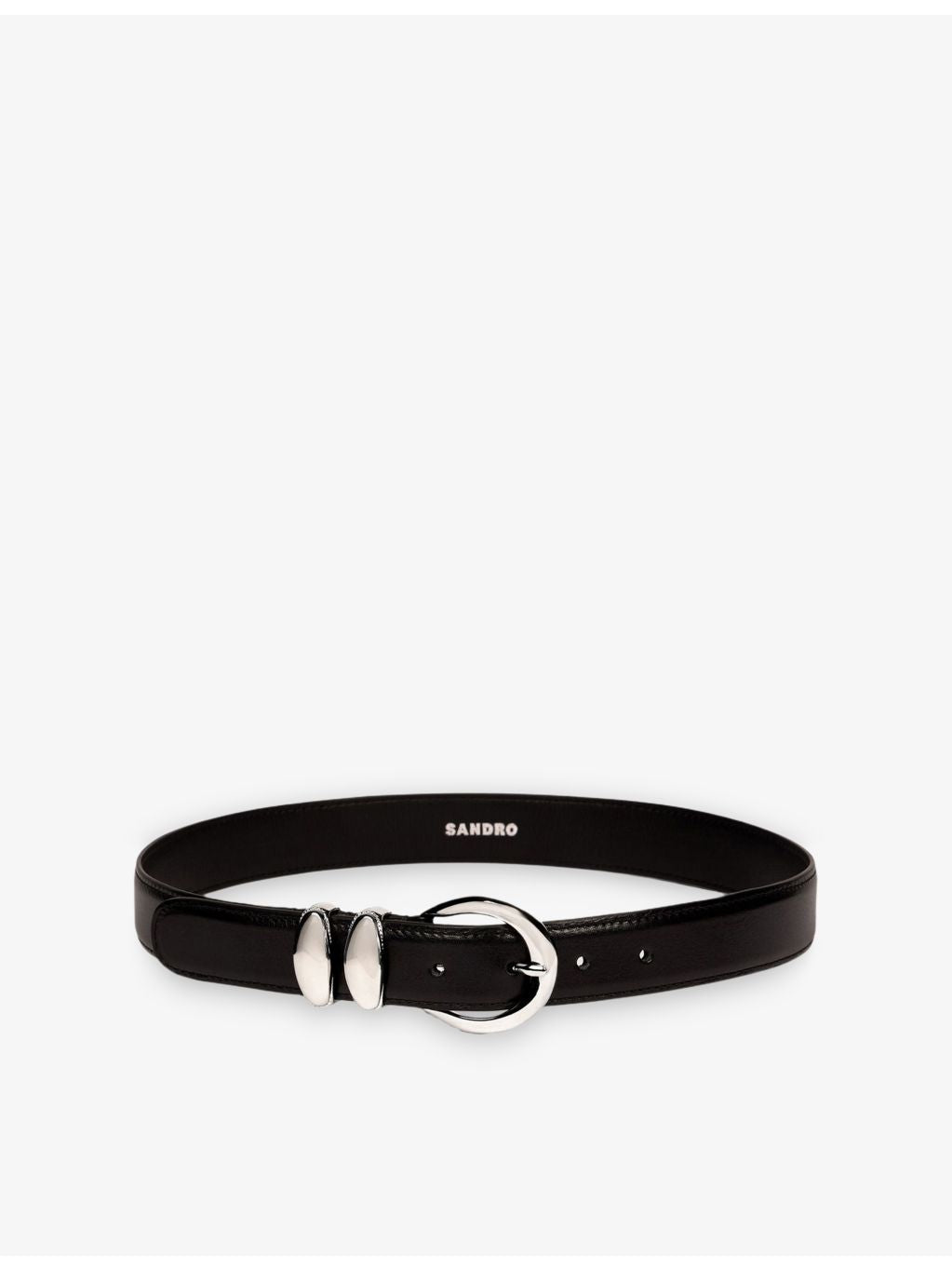 Sandro smooth leather belt with buckle embellishment 2.5cm, UK version