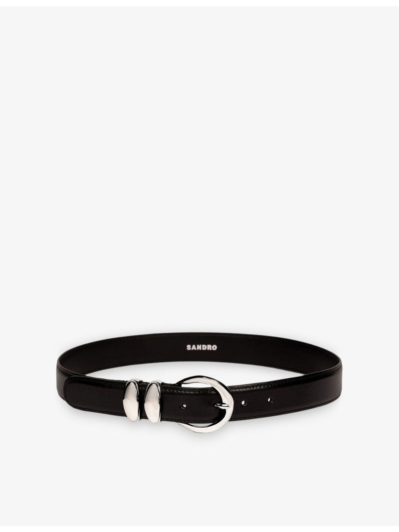 Sandro smooth leather belt with buckle embellishment 2.5cm, UK version