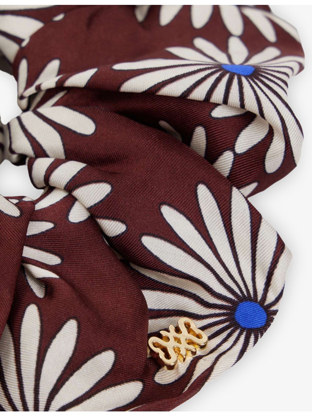 Sandro silk scrunchie floral print branded charm, UK version