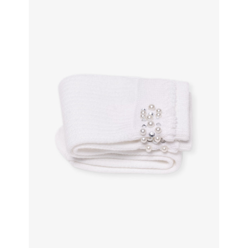Maje pointelle knit socks with pearl embellishments, UK version