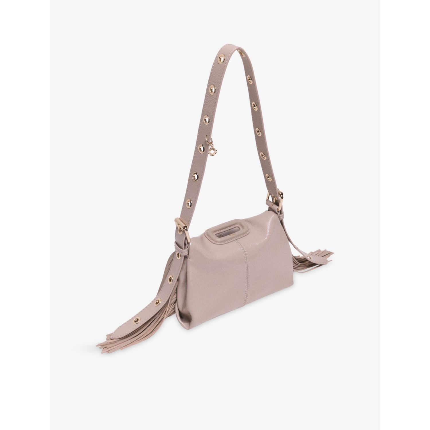 Maje Miss M mini patent-leather shoulder bag, imported from the UK