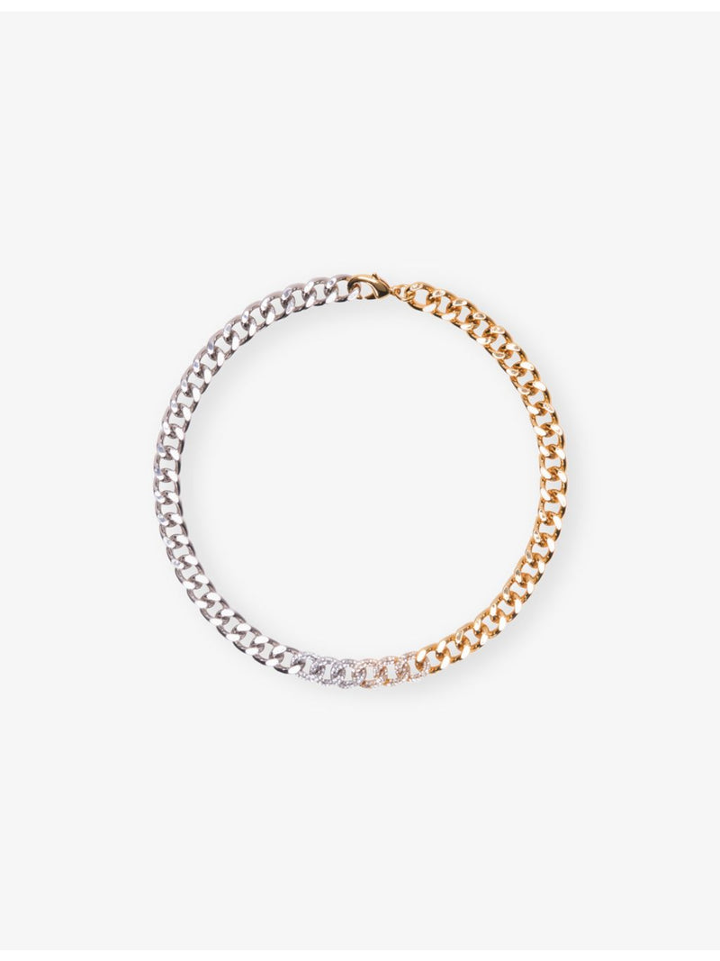 Maje brass chain necklace with rhinestone embellishment 45cm, UK version
