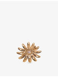 Maje flower brass brooch with rhinestone centre, UK version
