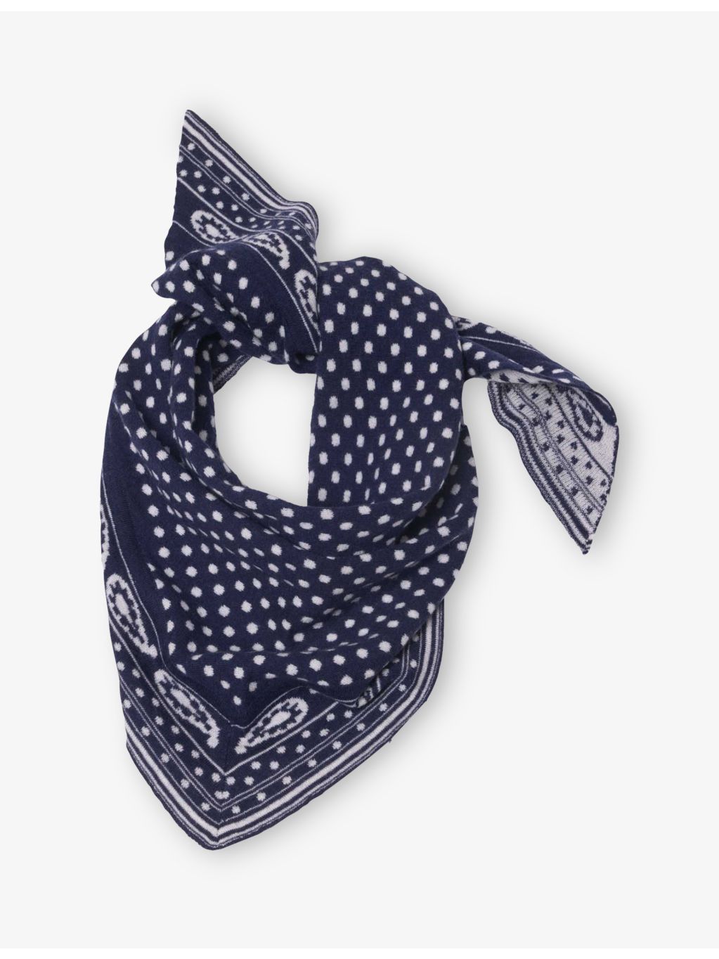 Maje polka-dot triangle wool and cashmere scarf (British brand)