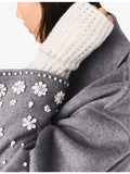 Maje fingerless wool mittens with rhinestone embellishment, imported from the UK