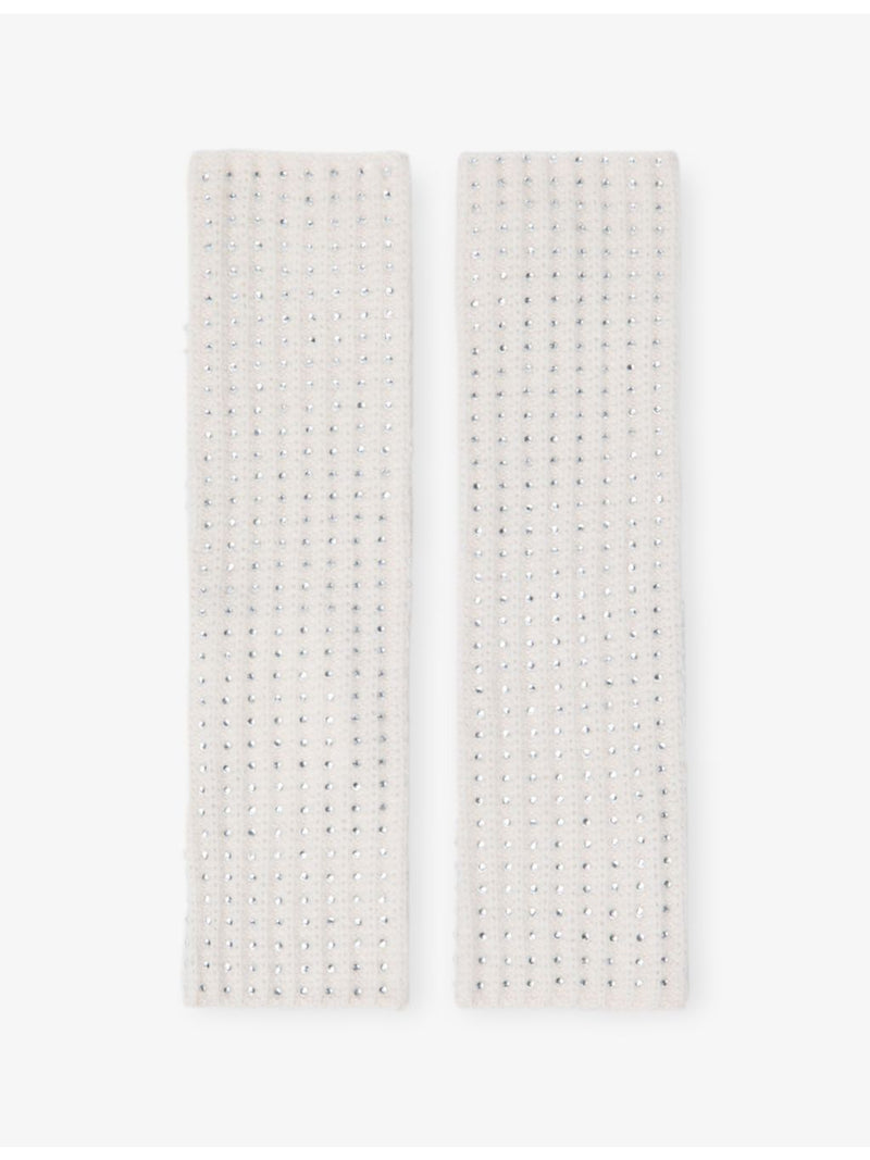 Maje fingerless wool mittens with rhinestone embellishment, imported from the UK
