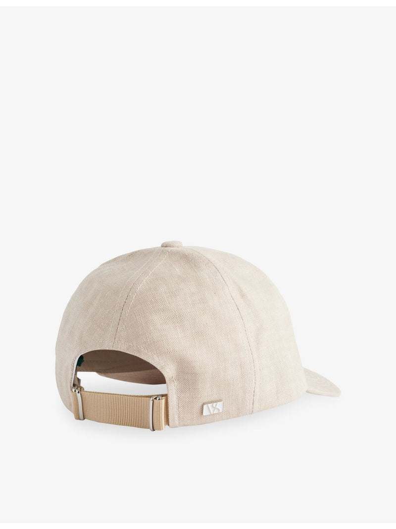 Varsity Headwear linen cap with curved visor and adjustable strap - British product