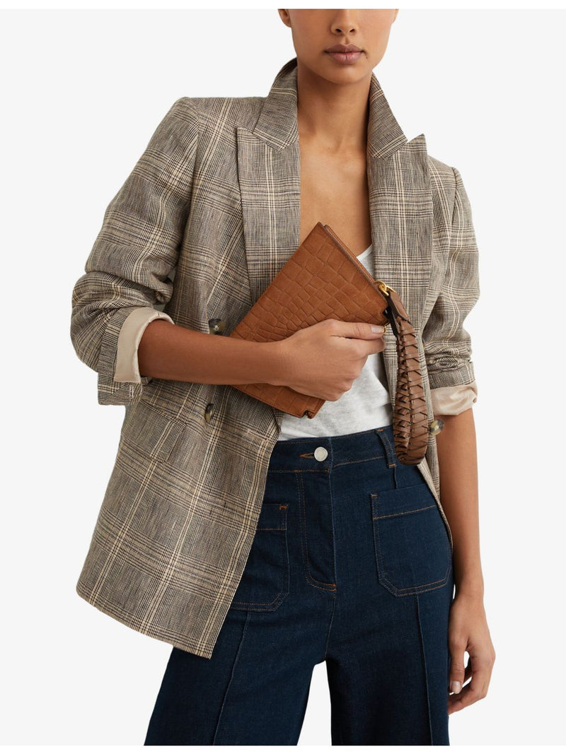 Reiss mock-croc suede shoulder bag in structured shape (British brand)