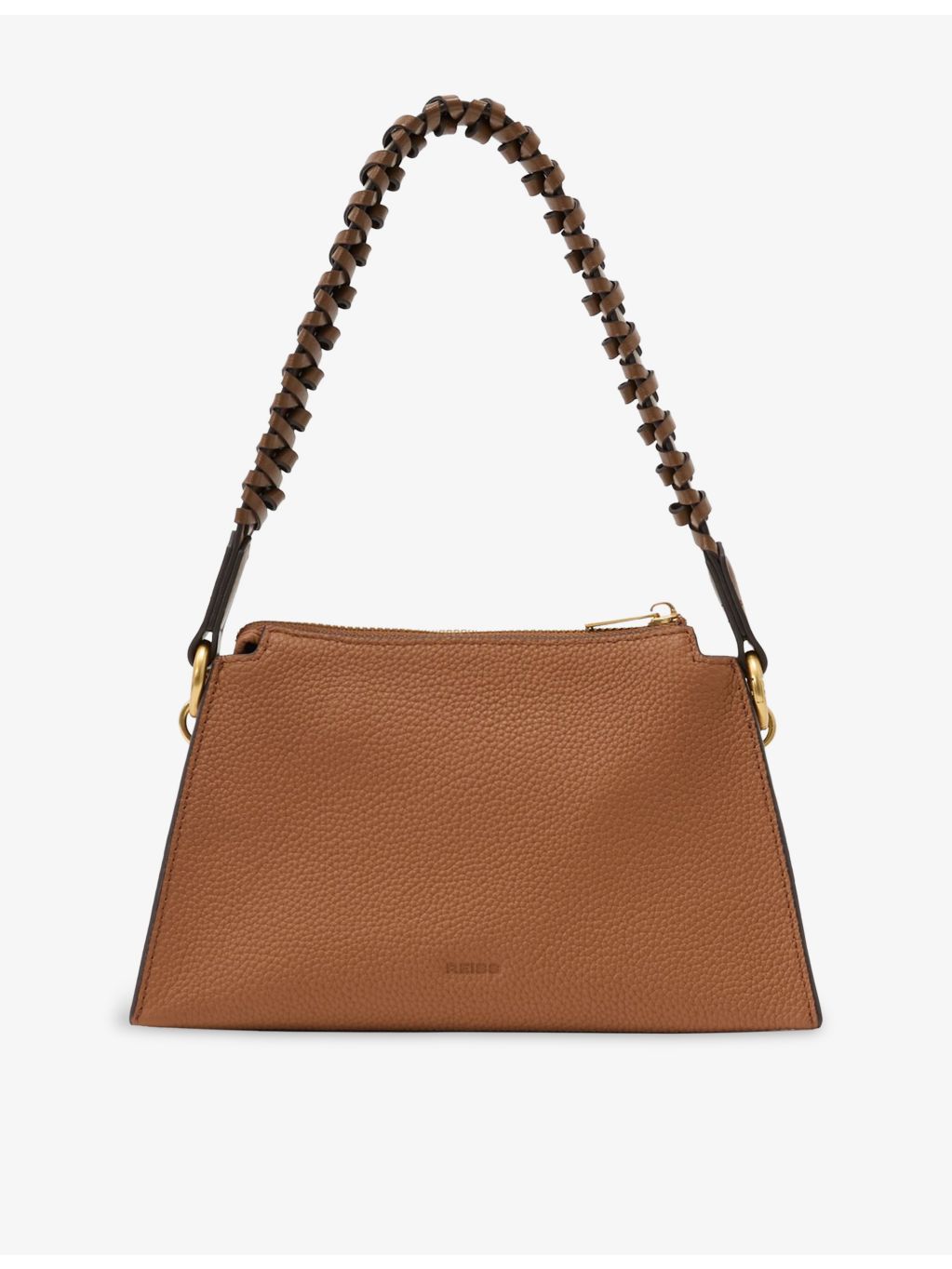 Reiss mock-croc suede shoulder bag in structured shape (British brand)