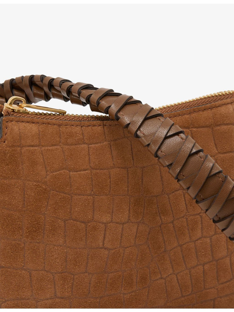 Reiss mock-croc suede shoulder bag in structured shape (British brand)