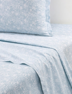 Yves Delorme Capri Aqua Cotton Flat Sheet