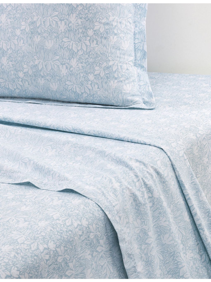 Yves Delorme Capri Aqua cotton flat sheet, UK version