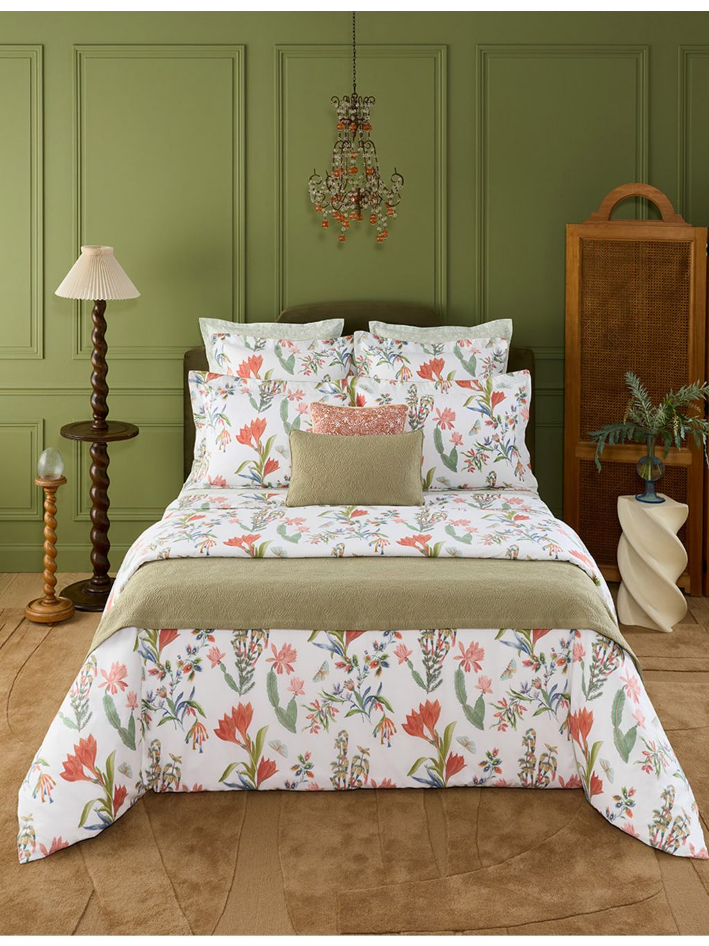 Yves Delorme multicoloured floral flat sheet, UK version