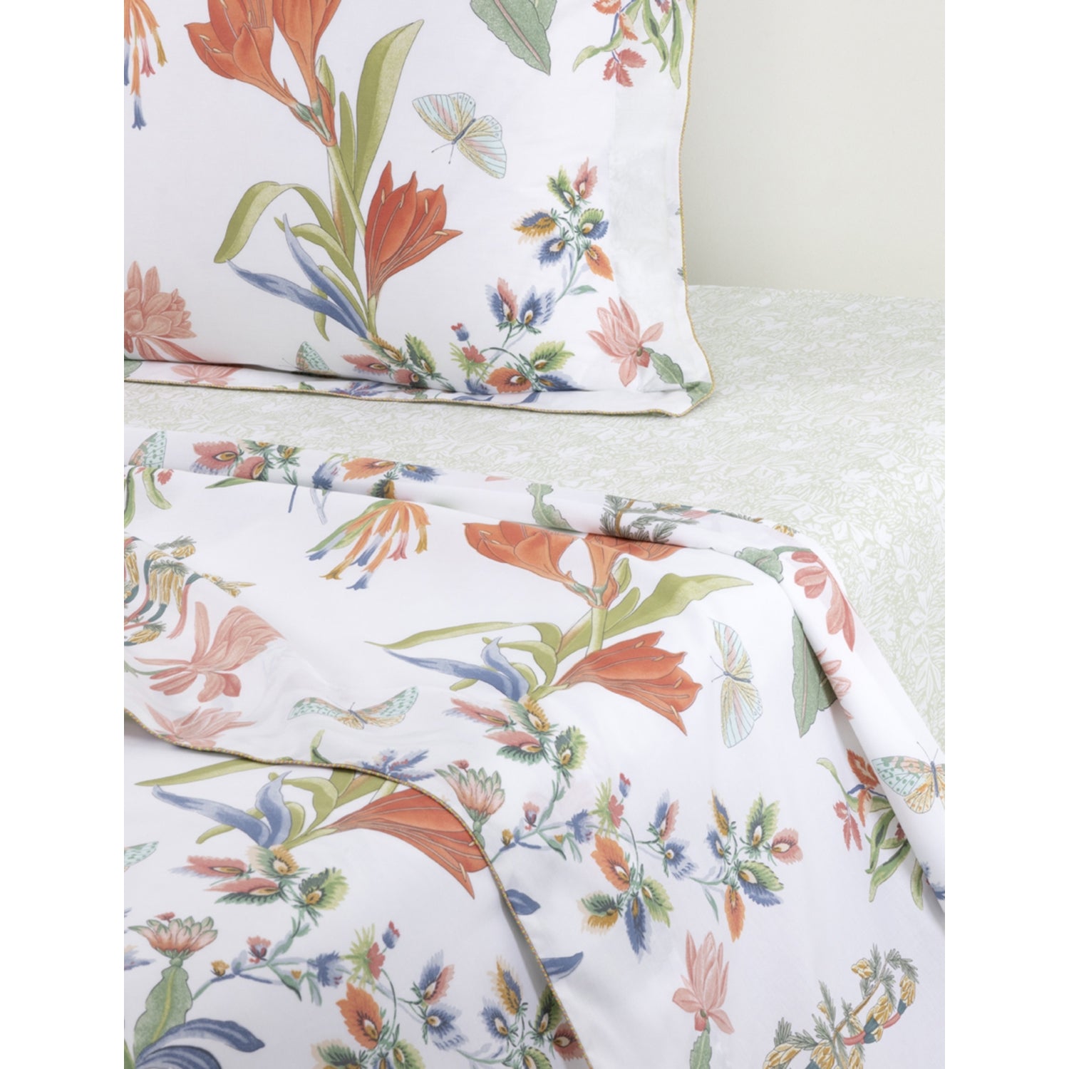 Multicoloured Floral Cotton Flat Sheet - Double