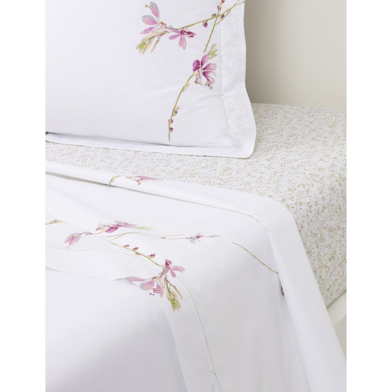 Gaura Multicoloured Floral Cotton Flat Sheet - Double
