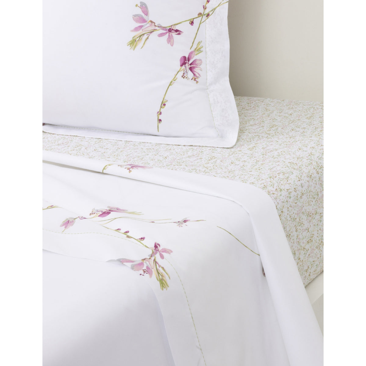 Gaura Multicoloured Floral Cotton Flat Sheet - Double