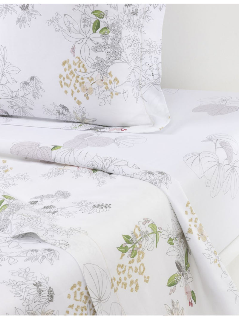 Yves Delorme Orchidee floral cotton flat sheet, UK version