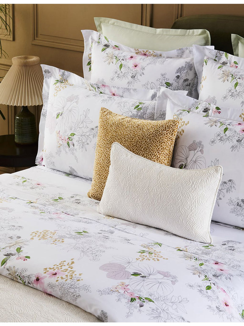 Yves Delorme Orchidee floral-print Oxford cotton-sateen pillowcase 65cm (British brand)