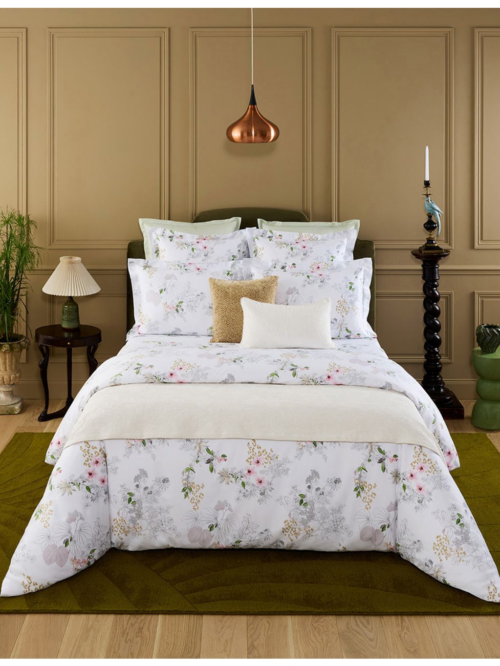 Yves Delorme Orchidee floral-print Oxford cotton-sateen pillowcase 65cm (British brand)