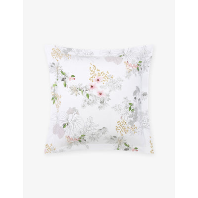selfridges Yves Delorme Orchidee Floral-Print Cotton-Sateen Oxford Pillowcase 65cm x 65cm- Buy online at McGrocer