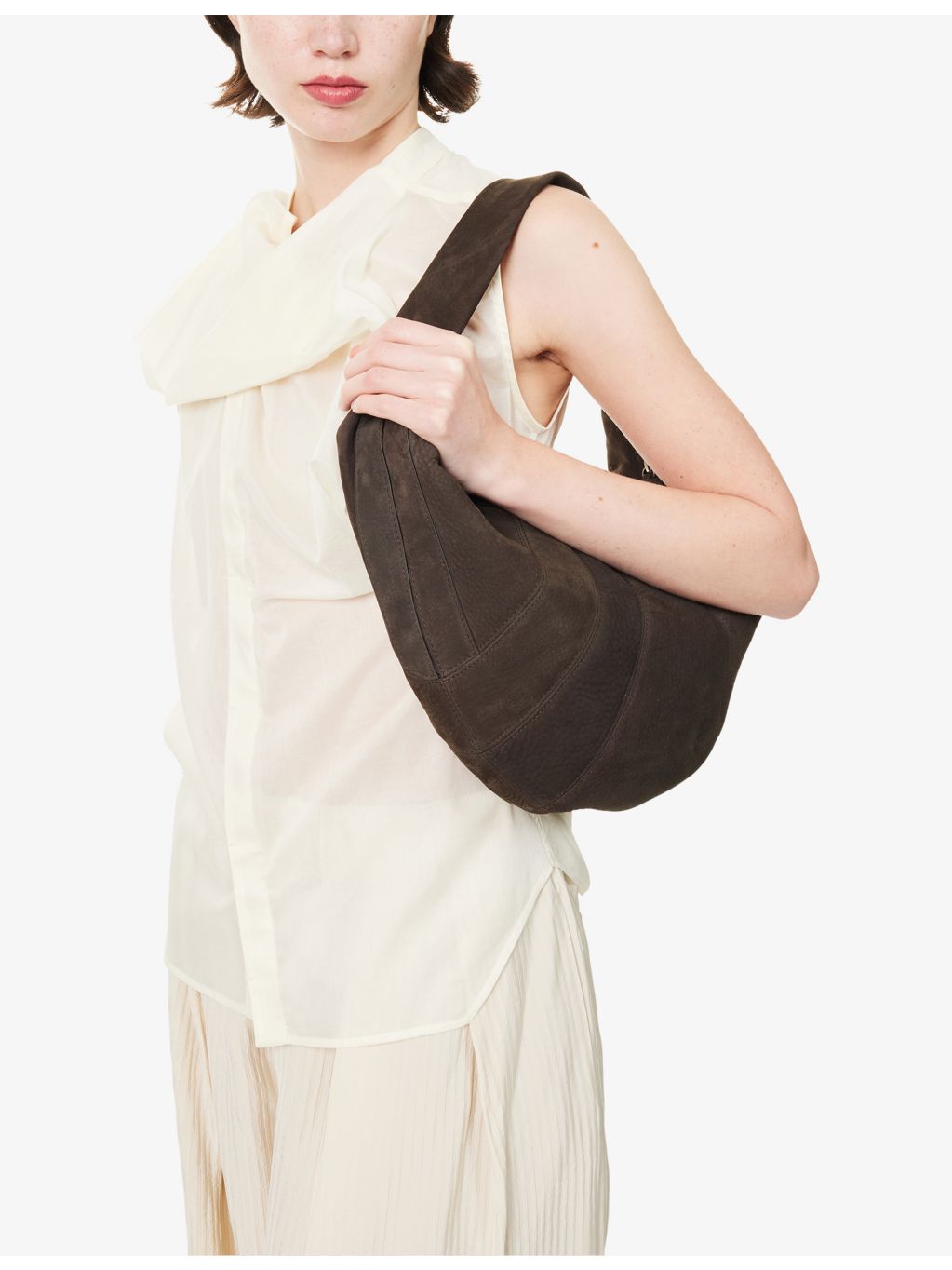 LEMAIRE Fortune Croissant suede shoulder bag, imported from the UK
