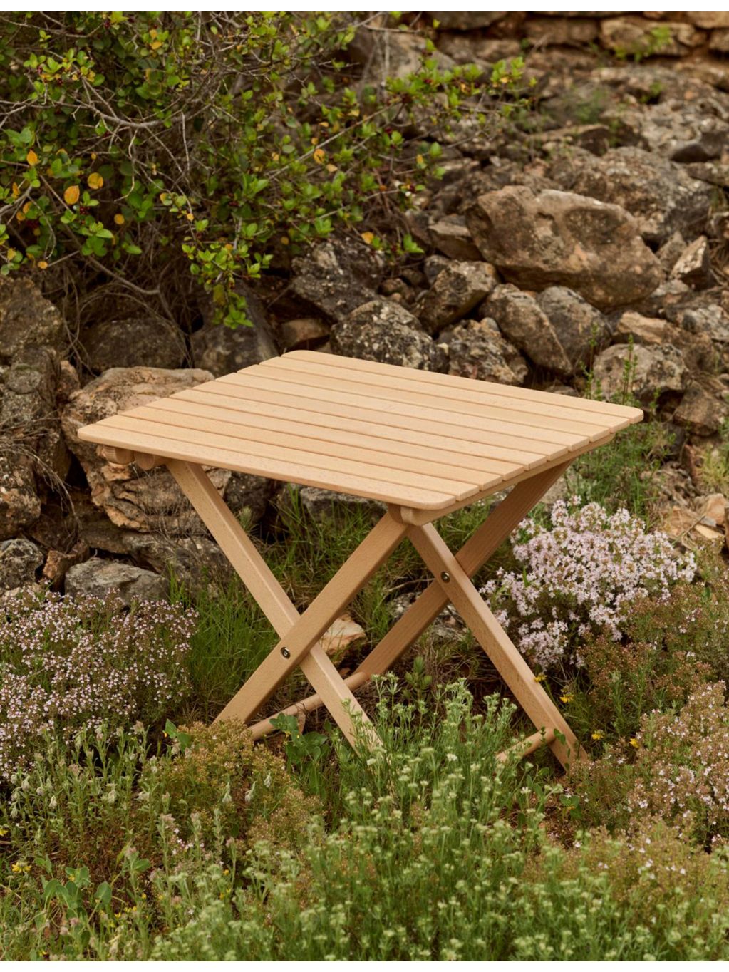 HAY small wooden folding table with striped bag - British product