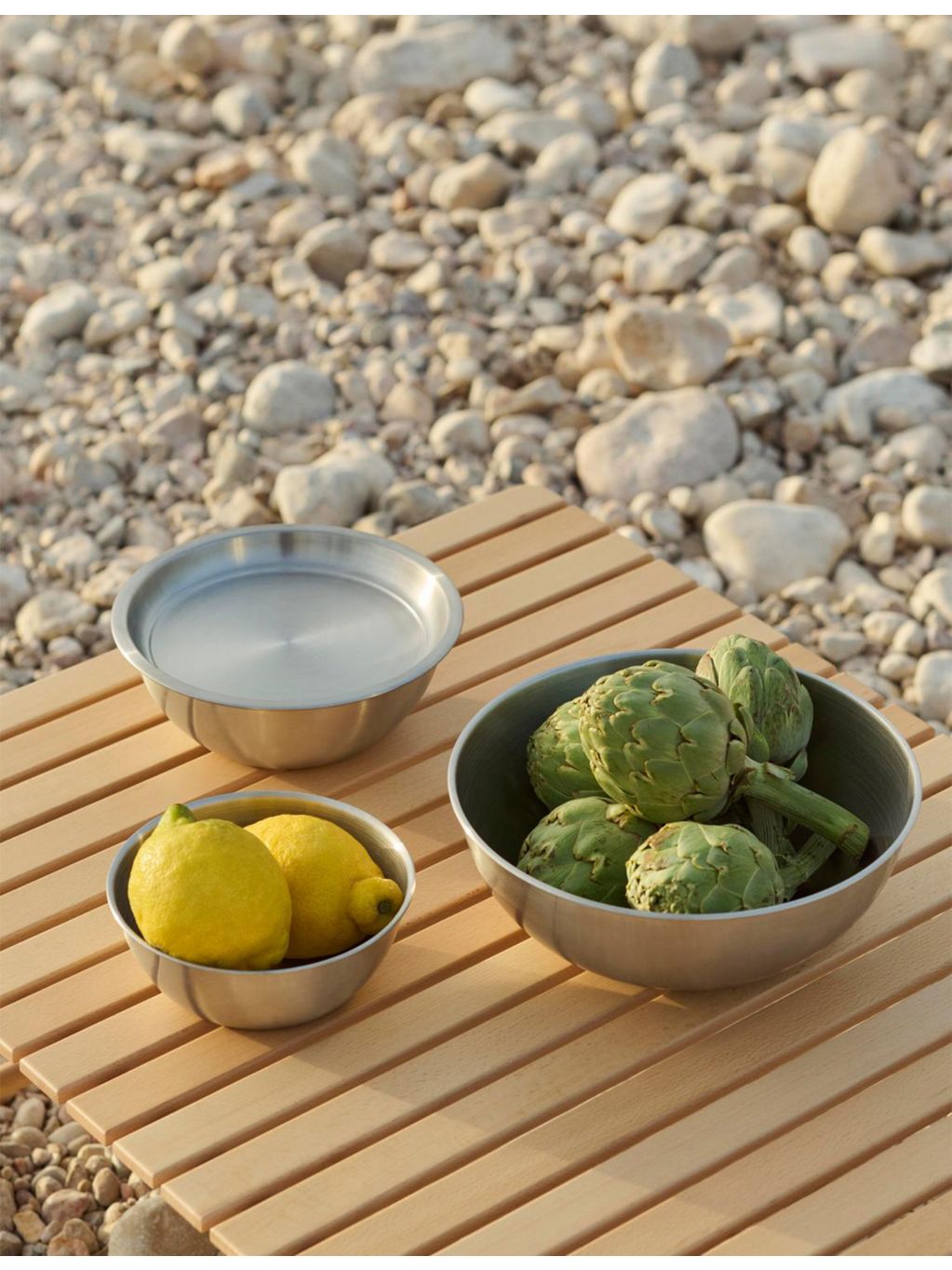 HAY Outdoor Market stainless steel two-bowl set, imported from the UK