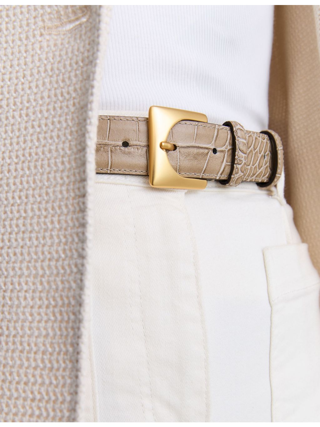 Reiss mock-croc leather belt 3.5cm, imported from the UK
