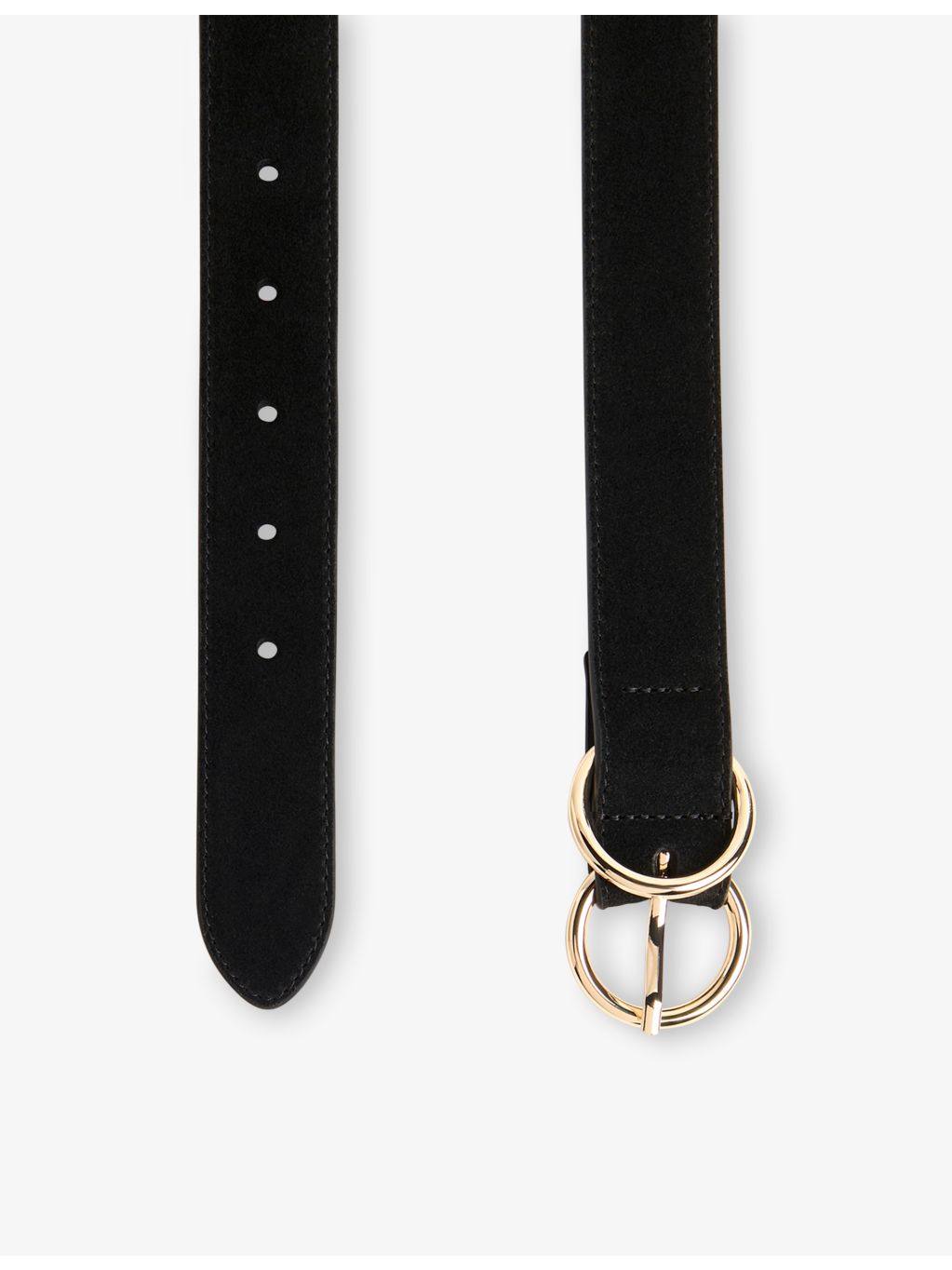 Whistles suede belt with double-ring gold-tone buckle 3cm (British brand)