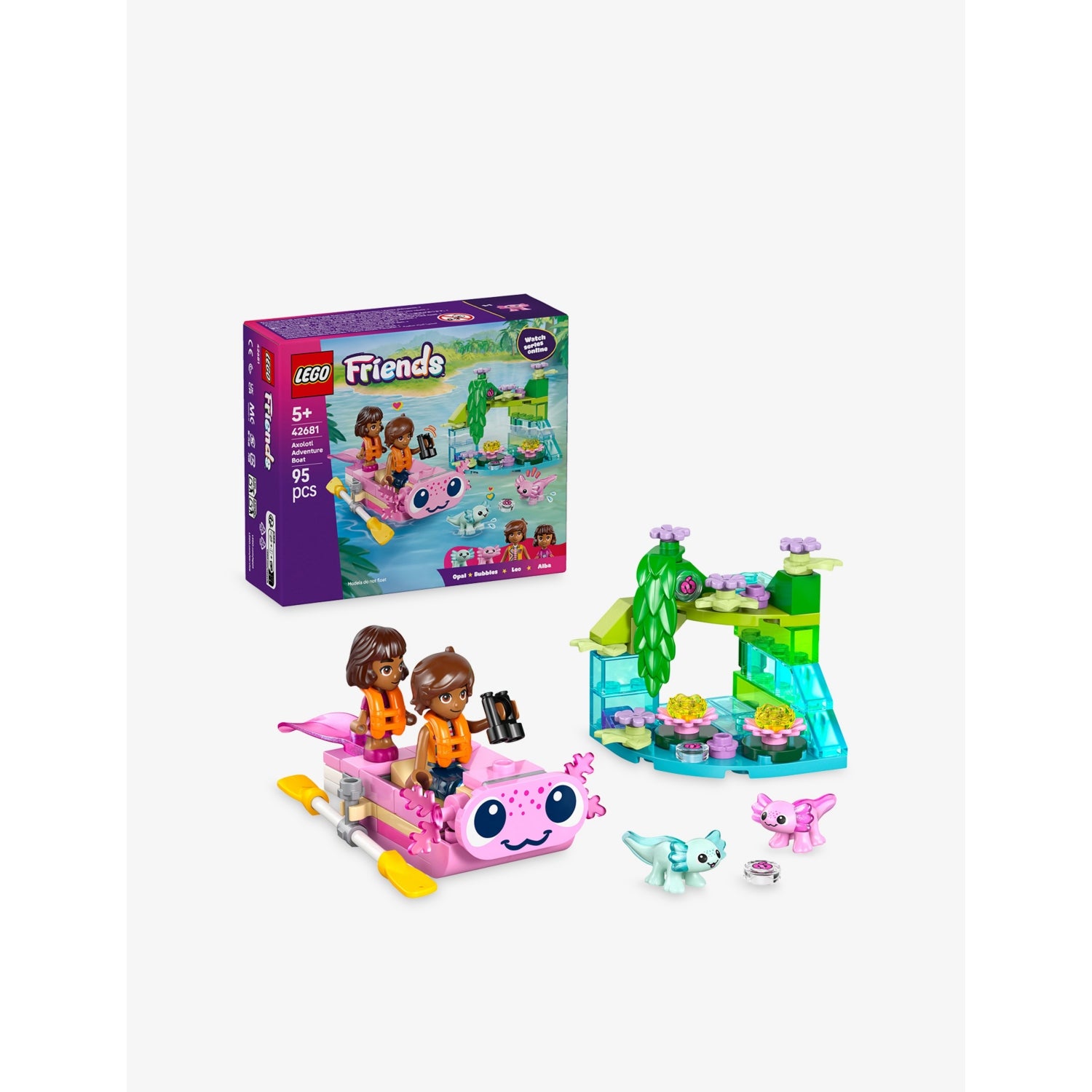 LEGO Friends Axolotl Adventure Boat playset 95 pieces (British brand)