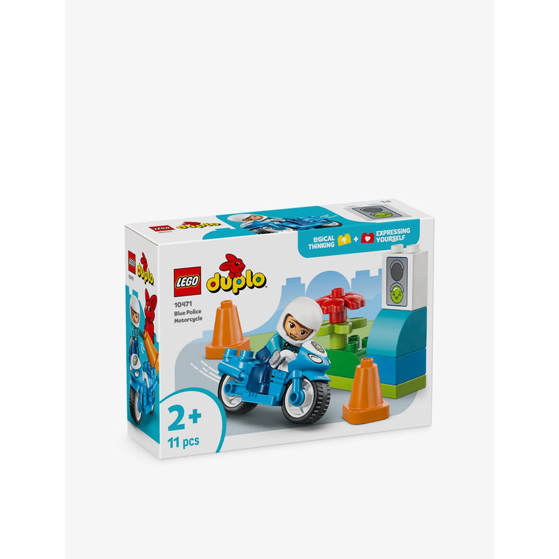 LEGO Duplo blue police motorcycle set with figure (British brand)