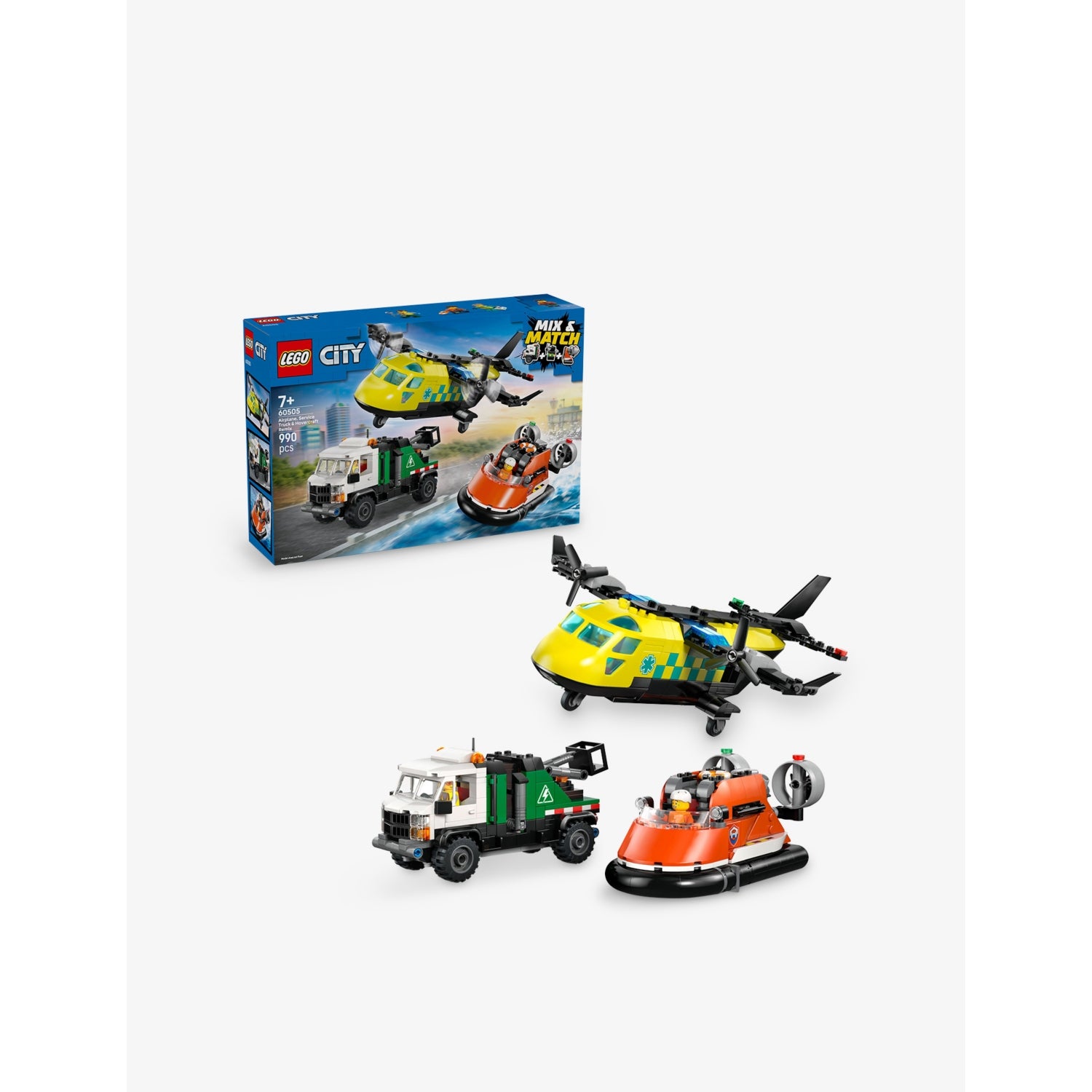 LEGO City 60505 airplane service truck hovercraft playset - British product